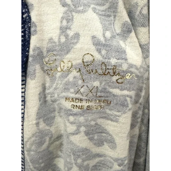 Lilly Pulitzer Blue White Pima Cotton Lobster Print Flounce Dress XXL Pockets - Picture 7 of 8